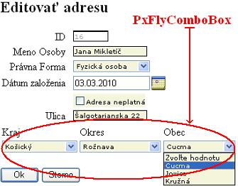 Obr�zok zobrazenia PxFlyCombobox formul�r